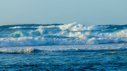High waves crashing ashore in Hawaii