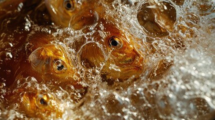 Boiling fry in oil cooking fish meal wallpaper background