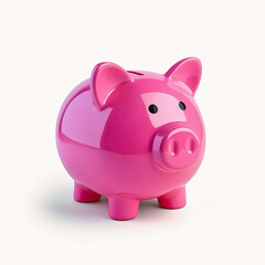 Obraz premium pink piggy bank of money white background