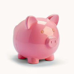 pink piggy bank of money white background