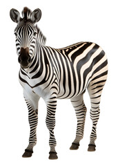 close up portrait of zebra animal on transparent background, generative ai
