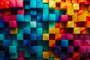 Multicolored background of squares of different sizes and colors with black background