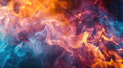 Fototapeta premium Colorful neon flame burn fire blaze abstract texture wallpaper background