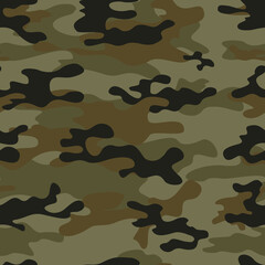 
Army camouflage green khaki background vector seamless pattern, military uniform, urban modern print