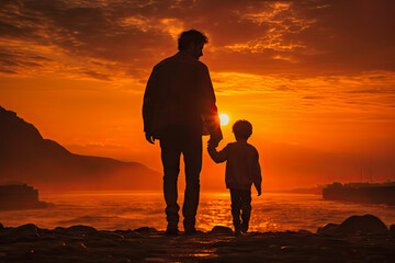 father's love for son at sunset