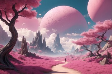 Futuristic landscape of an unknown planet