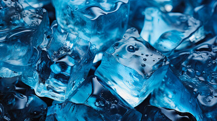 background covered with blue ice cubes, Texture