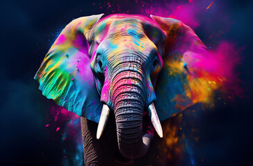 Cosmic Elephant with Painted Splendor
