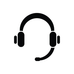 Vector headphone icon. Black symbol silhouette isolated on modern gradient background