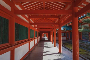 Papier Peint photo Lavable Rouge violet 京都平安神宮 美しい春の廻廊