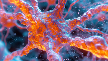 Rare disease is shown in the form of an organism on the blur background, in the style of light...