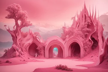 Foto op Plexiglas Abstract landscape in pink © Kirill