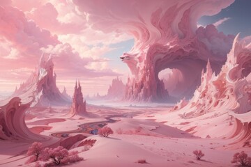 Abstract landscape in pink