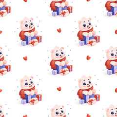 Seamless pattern with  polar bear