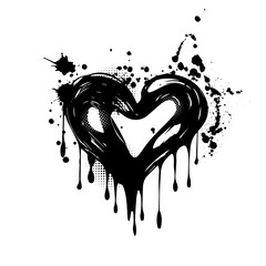 black heart of blots. hand drawing. Happy Valentine's Day. Not AI, Vector illustration.