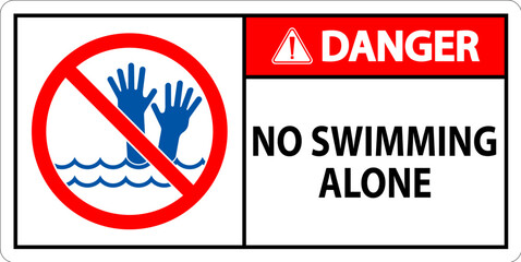 Pool Safety Sign Danger, No Swimming Alone