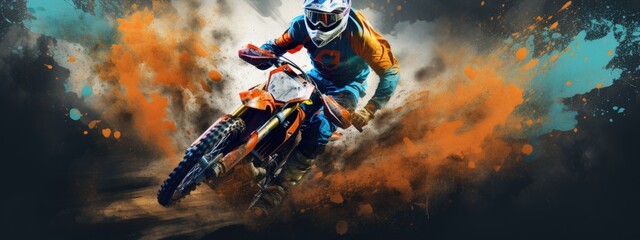 Vibrant royal blue and orange grunge textures for poster and web banner design, perfect for extreme, sportswear, racing, cycling, football, motocross