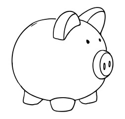 Piggy bank PNG. Hand drawn style. Financial illustration	