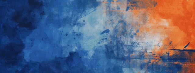 Obraz premium Vibrant royal blue and orange grunge textures for poster and web banner design, perfect for extreme, sportswear, racing, cycling, football, motocross