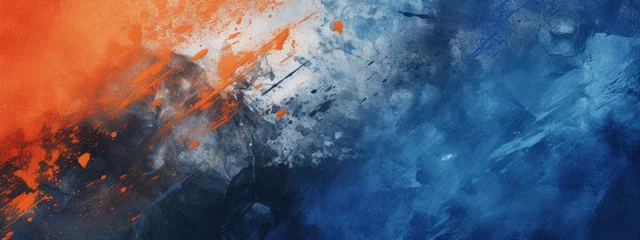 Keuken spatwand met foto Vibrant royal blue and orange grunge textures for poster and web banner design, perfect for extreme, sportswear, racing, cycling, football, motocross © Ilmi
