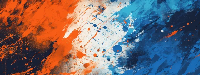 Poster Vibrant royal blue and orange grunge textures for poster and web banner design, perfect for extreme, sportswear, racing, cycling, football, motocross © Ilmi