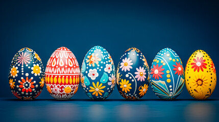 Vibrant Easter eggs, adorned with bold hues, radiate joy and renewal. A symbol of celebration and hope, perfect for religious occasions. Generated AI.