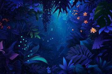 Fototapeta na wymiar Enchanted Night Forest.