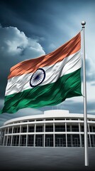 An indian flag with black background ,illustration, Indian Republic Day, Indian Independence day
