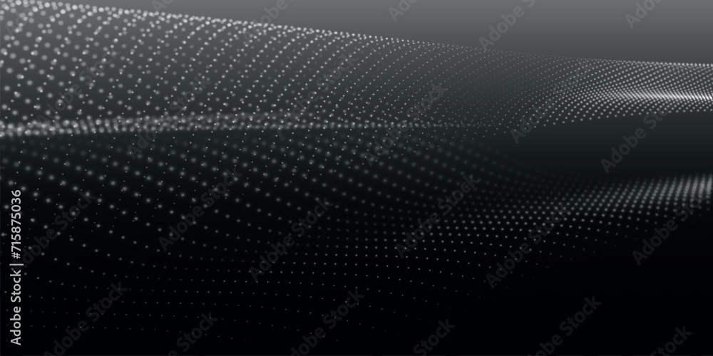 Poster abstract digital particle wave. futuristic dotted wave. big data digital code. technology or science