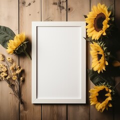 sunflowers with a picture frame and copy paste text