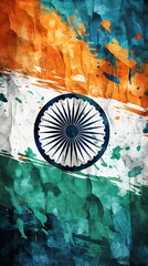 An indian flag with black background ,illustration, Indian Republic Day, Indian Independence day