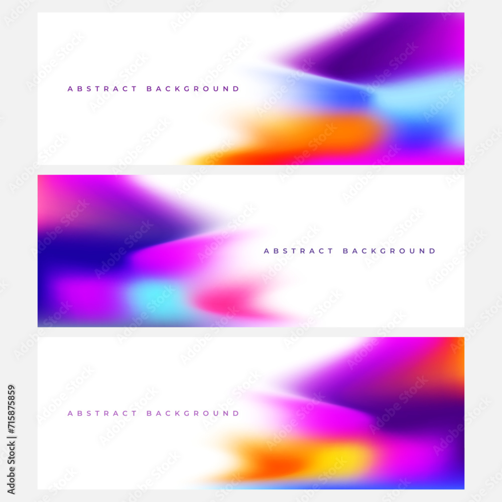 Poster bright holographic colorful vector backgrounds set. abstract creative wide banners collection with c