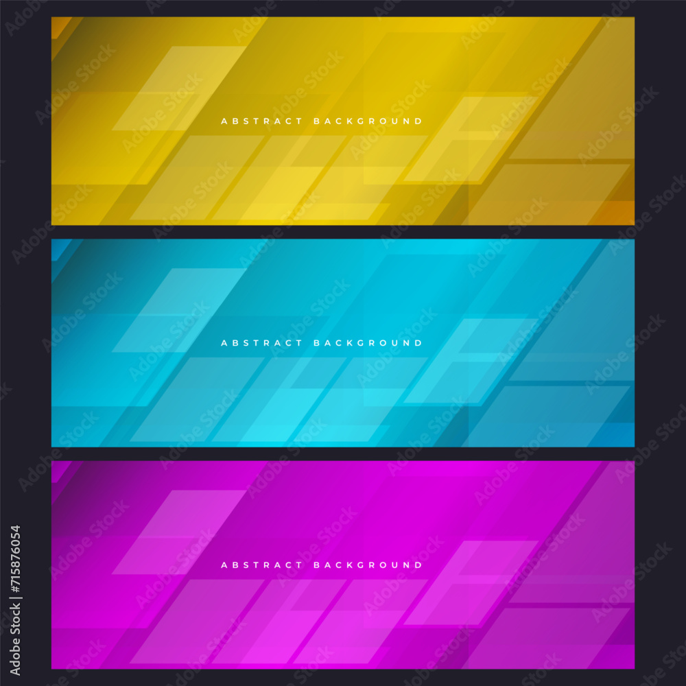 Poster colored set of 3 modern wide banner. geometric business abstract backgrounds collection with geometr