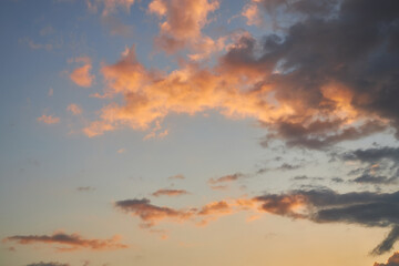 cloudy sky at sunset. Gradient color. Sky texture, abstract nature background
