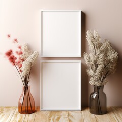 flowers in a vase with a picture frame and copy paste text