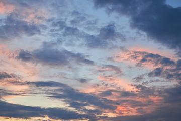 Cloudscape of cumulus sunset clouds