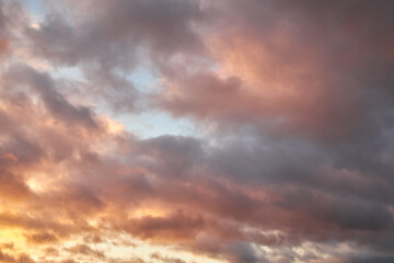 cloudy sky at sunset. Gradient color. Sky texture, abstract nature background