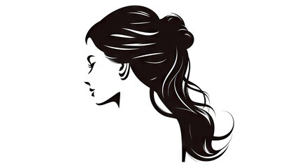 elegant image of a woman's head with a long French braid, isolated on a white background