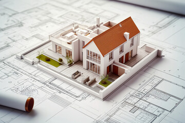 Obraz premium House Project, housing plan, construction plan , architecture housing model plan, architectural project 