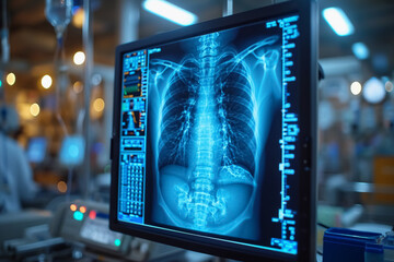 X-Ray Film, Examination of a chest x-ray - obrazy, fototapety, plakaty