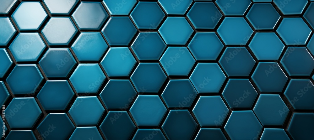 Poster elegant and visually stunning blue hexagonal geometric abstract background with intricate elements