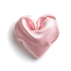 Pink heart in smooth glitter fabric isolated on a white background. Realistic style