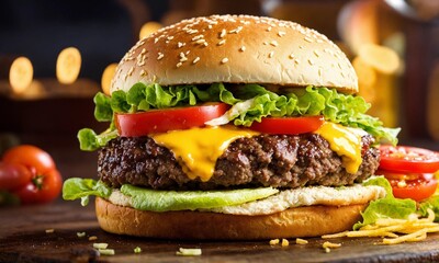 hamburger with salad