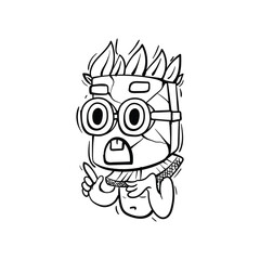 funny stickers of ancient people only black lines