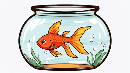 eye-catching silhouette illustration of a goldfish, an aquarium fish, in colorful cartoon flat design, isolated on a white background