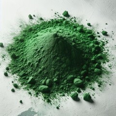 green  powder on white