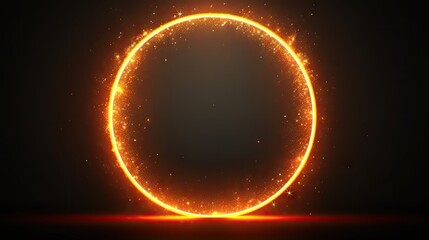 captivating image of a round frame with a shining circle banner, featuring an orange circle effect with glowing sparks.