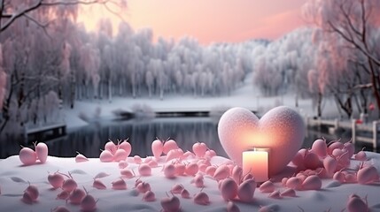 Romantic scene of valentines day love and holidays - obrazy, fototapety, plakaty
