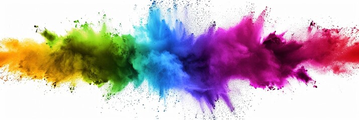 Radiant Burst: Colorful Rainbow Explosion Isolated on a White Background.
