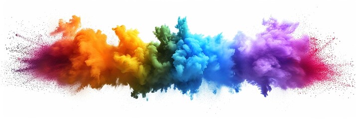 Radiant Burst: Colorful Rainbow Explosion Isolated on a White Background.